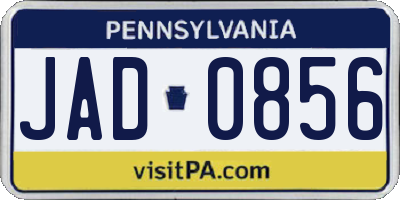 PA license plate JAD0856