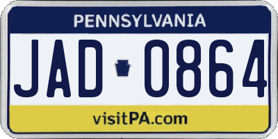 PA license plate JAD0864
