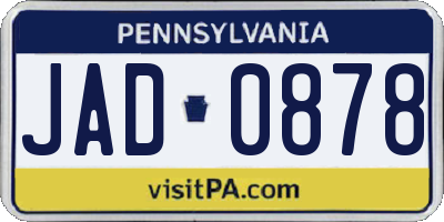 PA license plate JAD0878