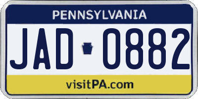 PA license plate JAD0882
