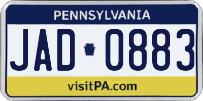 PA license plate JAD0883