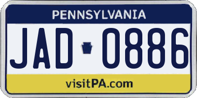 PA license plate JAD0886