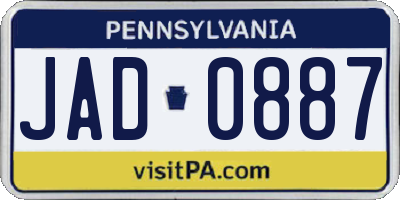 PA license plate JAD0887