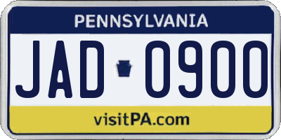 PA license plate JAD0900