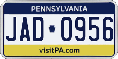 PA license plate JAD0956