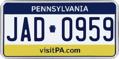 PA license plate JAD0959