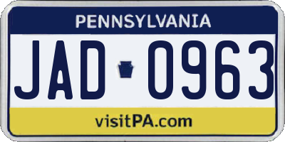 PA license plate JAD0963
