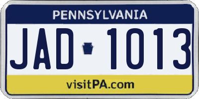 PA license plate JAD1013