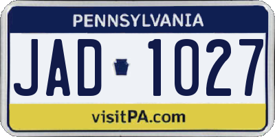 PA license plate JAD1027