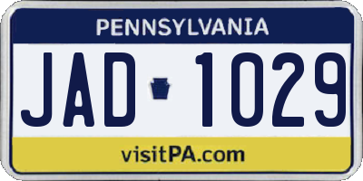 PA license plate JAD1029