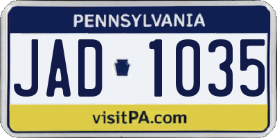 PA license plate JAD1035