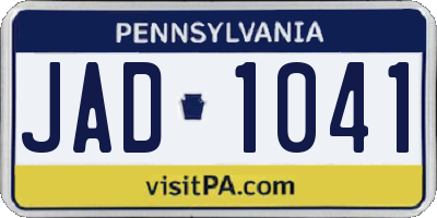 PA license plate JAD1041