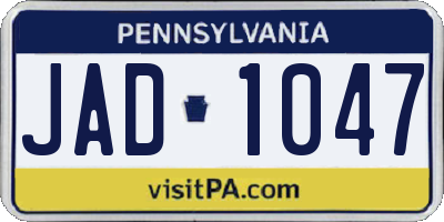 PA license plate JAD1047