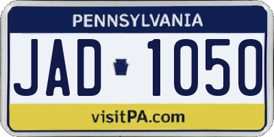 PA license plate JAD1050