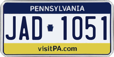 PA license plate JAD1051