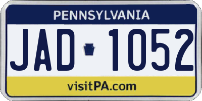 PA license plate JAD1052