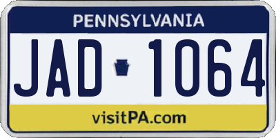 PA license plate JAD1064