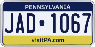 PA license plate JAD1067