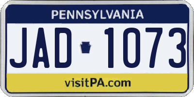 PA license plate JAD1073