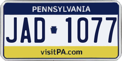 PA license plate JAD1077