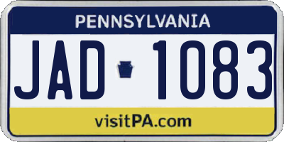 PA license plate JAD1083