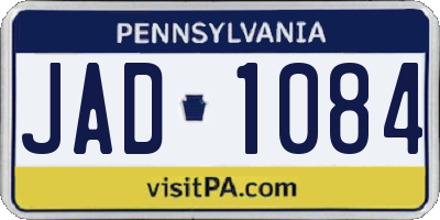 PA license plate JAD1084