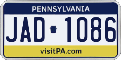 PA license plate JAD1086