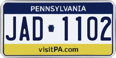 PA license plate JAD1102