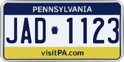PA license plate JAD1123