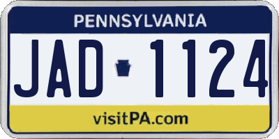 PA license plate JAD1124