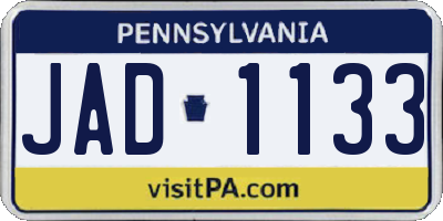 PA license plate JAD1133