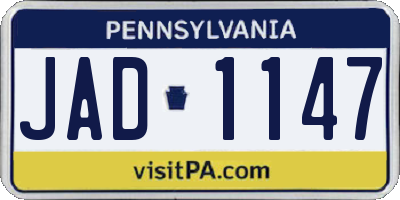 PA license plate JAD1147
