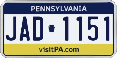 PA license plate JAD1151