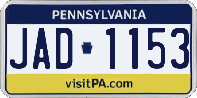 PA license plate JAD1153