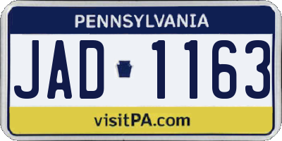 PA license plate JAD1163