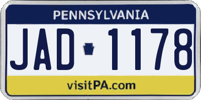 PA license plate JAD1178
