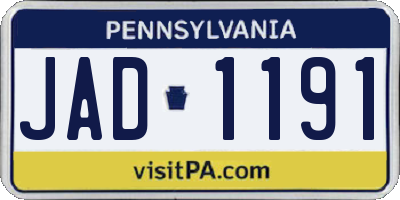 PA license plate JAD1191