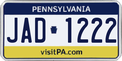PA license plate JAD1222