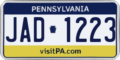 PA license plate JAD1223