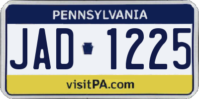 PA license plate JAD1225