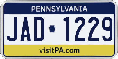 PA license plate JAD1229