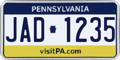 PA license plate JAD1235