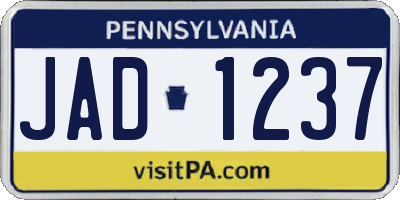 PA license plate JAD1237