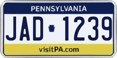 PA license plate JAD1239