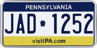 PA license plate JAD1252