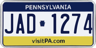 PA license plate JAD1274