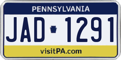 PA license plate JAD1291