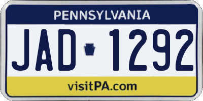 PA license plate JAD1292