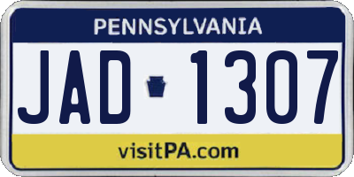 PA license plate JAD1307