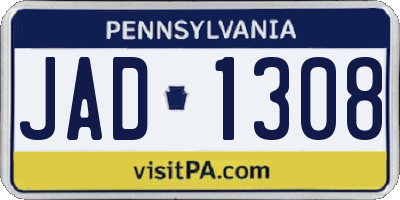 PA license plate JAD1308